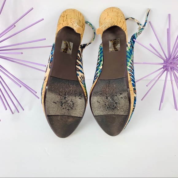 🎉 HP🎉 J Renee / Peacock Peep Toe Cork Heel - Picture 7 of 8